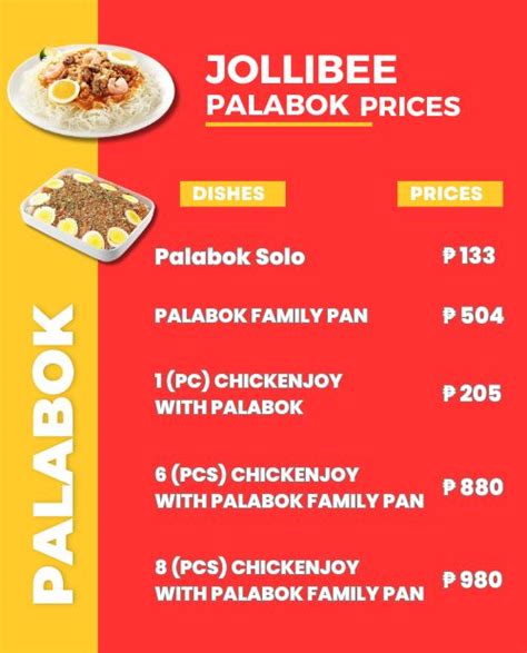 Jollibee Palabok Menu Prices Philippines.